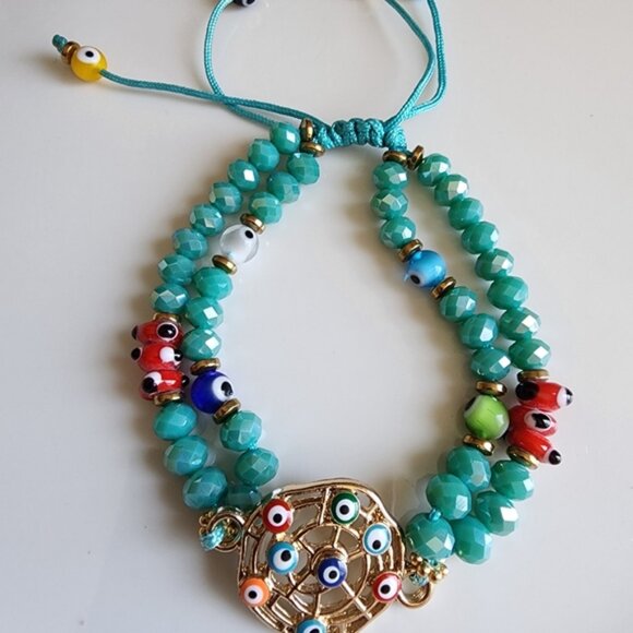 Turquoise Evil Eye Charm Bracelet - Picture 4 of 4